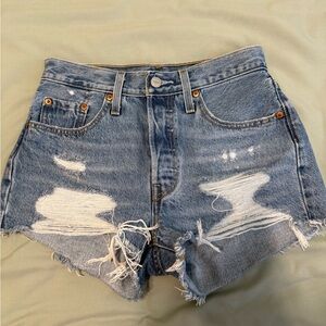 Levi's Light Blue Distressed Jean Shorts